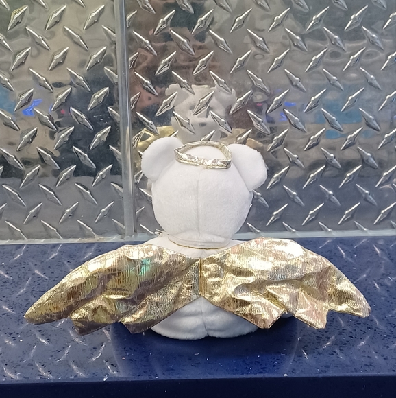 -Halo 2 Ty Beanie Baby Heavenly angel White and shimmery gold bear sitting plush - Picture 3 of 11